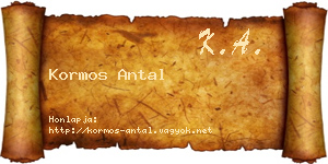 Kormos Antal névjegykártya